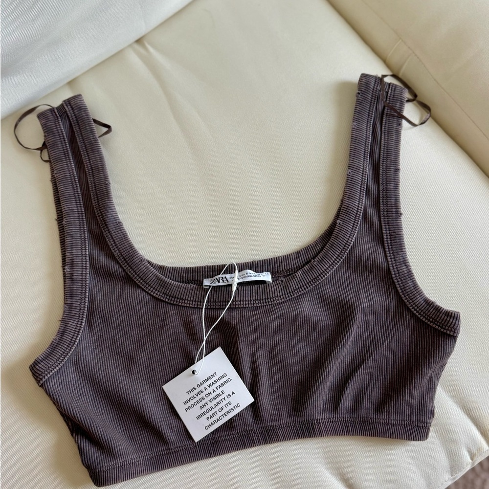 Zara Ribbed Bralette - Chocolate Brown